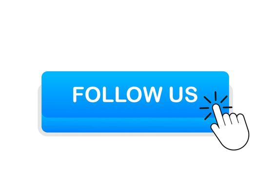Follow us. Hand click icon. Finger click icon. Vector stock illustration