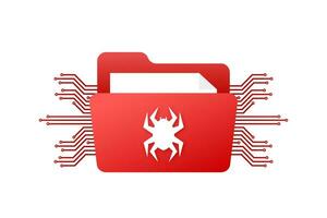Computer virus on file. Virus protection. Flat icon. Vector stock illustration.