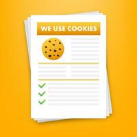 Flat illustration with website we use cookie computer for banner design. Vector set illustration.