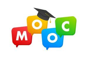 MOOC   Massive Open Online Course icon, label, badge. Vector stock illustration