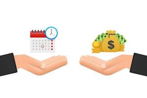 Time management is comparing money. Vector illustration