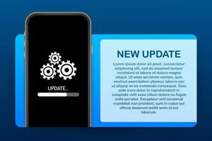 System software update, data update or synchronize with progress bar on the screen. Vector Illustration.