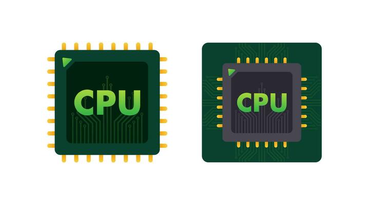 CPU Chip, Data Computing. Database, processign Vector stock illustration