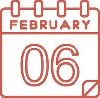 6 February Vector Icon