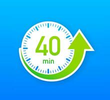 The 40 minutes, stopwatch vector icon. Stopwatch icon in flat style, timer on on color background. Vector illustration