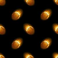 Fire burning basketball with background black pattern. Vector stock illustration