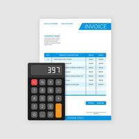 Business card with invoice. Customer service concept. Online payment. Tax payment. invoice template. Vector stock illustration