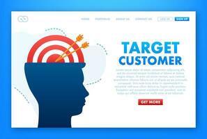 Target customer with an arrow on hands flat icon concept market goal vector picture image. Concept target market