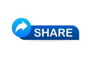 Share button in flat style on blue background. Social media. Vector stock illustration