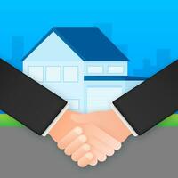 Buy house, Shaking hands. Mortgage, House buying, rent Vector stock illustration