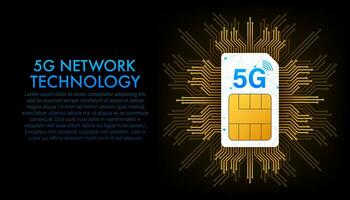 5G Sim Card. Isometric view. Mobile telecommunications technology symbol. Vector illustration