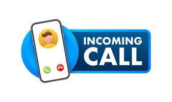 Smartphone with incoming call on display. Incoming call. Vector stock illustration