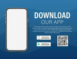 Download page of the mobile app. Empty screen smartphone for you app. Download app. Vector stock illustration.