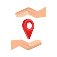 Map pointer in hand on white background. Vactor stock illustration vector