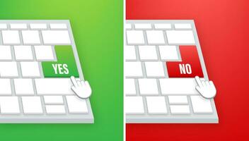 Yes and No button on keaboard. Feedback concept. Positive feedback concept. Choice button icon. Vector stock illustration