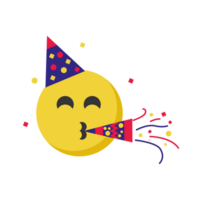 anniversaire fête emoji célébrer content anniversaire emoji visage chapeau émoticône png