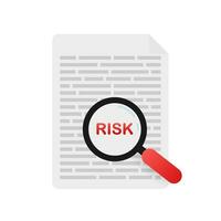 Risk Managment icon. Risk Word and Magnifying Glass. Symbol, analysis, chart. Vector stock illustration