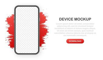 Device mockup banner. Smartphone UI UX design interface. Blank screen for media sale promotion. Vector stock illustration