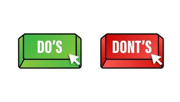 Do s and Don ts button. Flat simple thumb up symbol minimal round logotype element set. Vector illustration