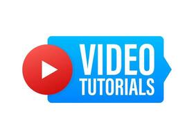 Video tutorials icon concept. Study and learning background, distance education and knowledge growth. Video conference and webinar icon, internet and video services vector