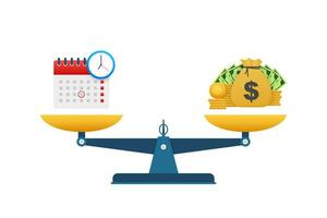 Time management is comparing money. Vector illustration