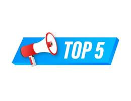 Top 5   Top Five colorful label on white background. Vector stock illustration.