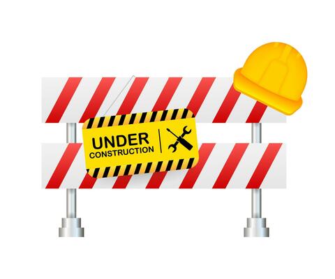 Under construction website page. Border stripe web. Vector stock illustration