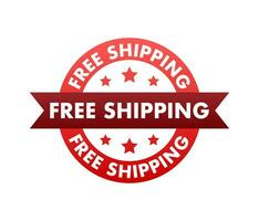 Free shipping. Badge with truck. Vector stock illustrtaion