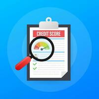 Credit score document. Paper sheet chart of personal credit score information. Vector stock illustration