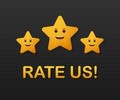 Rating stars. Flat design. User reviews, rating, classification concept. Vector Illustration. Enjoying the app. Rate us. Vector stock illustration.