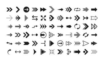 Arrows big black set icons. Arrow icon. Arrows for web design, mobile apps, interface and more. Vector stock illustration