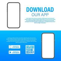 Download page of the mobile app. Empty screen smartphone for you app. Download app. Vector stock illustration.