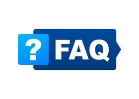 Frequently asked questions FAQ banner. Computer with question icons. Vector stock illustration