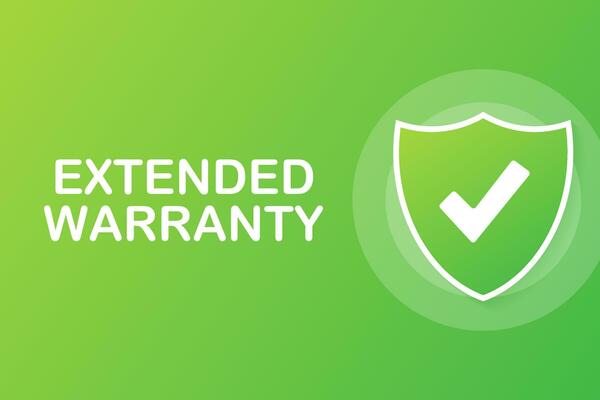 Extended warranty label or sticker. Badge, icon, stamp Vector illustration
