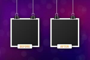 Colorful before and after frames. Vector illustration. Vector template. Design template