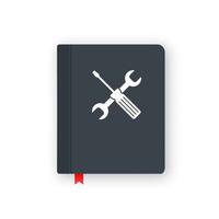 Instruction Book. User Manual book icon on white background. Vector illustration