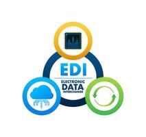 EDI   electronic data interchange. Devices, volume, database Vector illustration