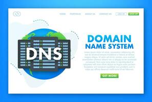 DNS Domain Name System Server. Global communication network concept. Web search concept. Vector illustration.