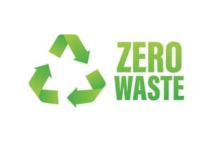 Green zero waste sign. Vector logo illustration. Doodle vector illustration