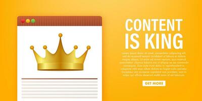 Hand holding Content is the king message. Content marketing. Cartoon Vector Illustration