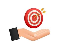 Target with an arrow on hands flat icon concept market goal vector picture image. Concept target market