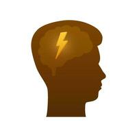 Flat illustration with head silhouette lightning on white background for concept design. Vector illustration design. Flat, outline