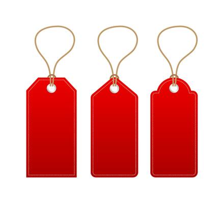Set of various blank white paper tags, labels, stickers. Isolated vector elements, flat design. Vector stock illustration.