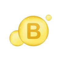 Vitamin B gold shining icon. Ascorbic acid. Vector illustration