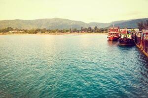 Vintage style wooden boat photo