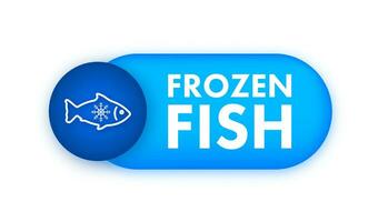 Frozen fish. Frosted organic seafood, food. Vector stock illustration