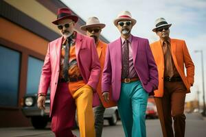 a group of men wear colorful suit photo