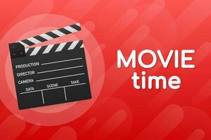 Lovely movie time concept layout with film projector and text area with sample title in retro western font. Vector stock illustration.