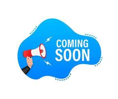 Megaphone label with coming soon. Megaphone banner vector