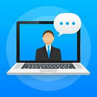 Online education, Video call, Learning tutorial, Internet courses. Vector stock illustration